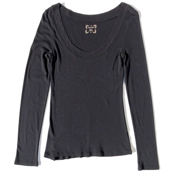 Old Navy Top Women Small Black Base Layer Capsule Causal Long Sleeve Scoop Neck - Picture 1 of 7